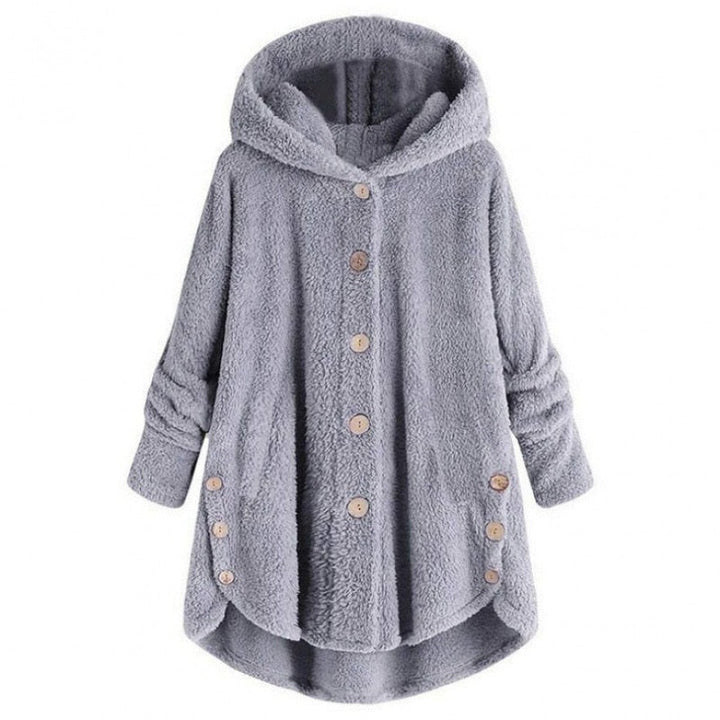 Levoire | Veste En Fleece Chaude Et Confortable À Mi-Longue Avec Capuche Gris clair