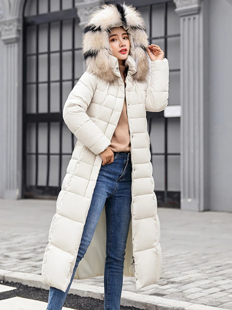 Levoire | Manteau D'Hiver Long Avec Ceinture Blanc Foncé