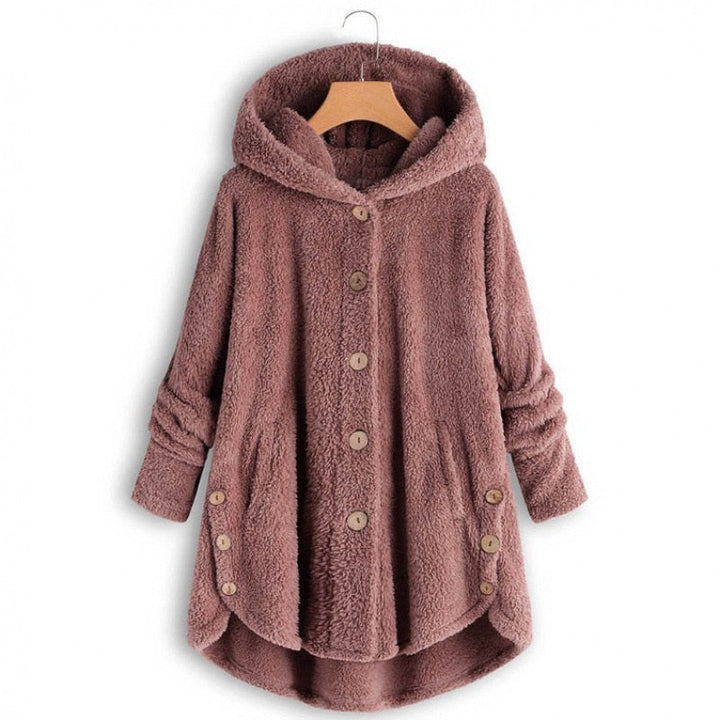 Levoire | Veste En Fleece Chaude Et Confortable À Mi-Longue Avec Capuche Rosa