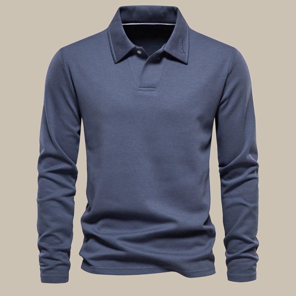 Levoire | Polo Long À Manches Longues Élégant Pour Hommes bleu