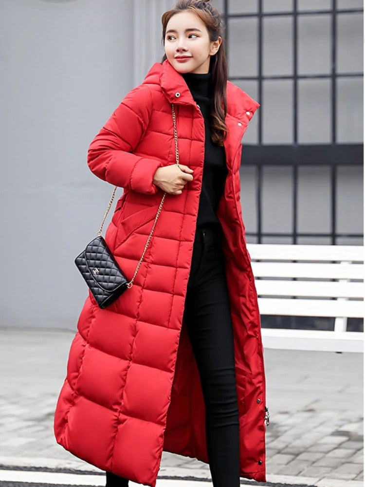 Levoire | Manteau D'Hiver Long Avec Ceinture Rouge