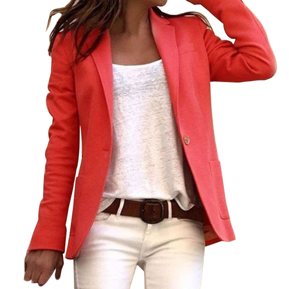 Levoire | Blazer Femme Slim À Manches Longues À Bouton Revers Rouge
