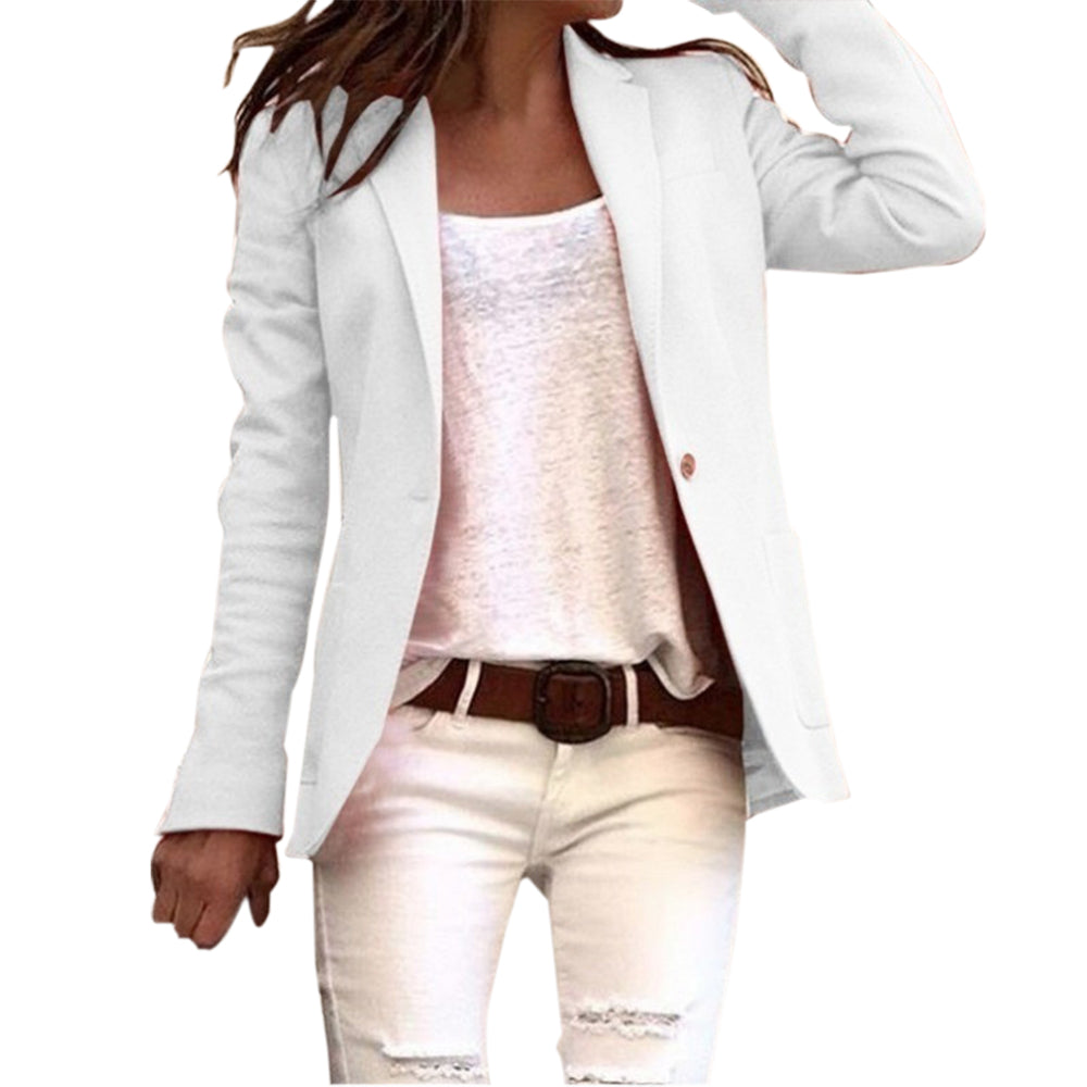 Levoire | Blazer Femme Slim À Manches Longues À Bouton Revers Blanc