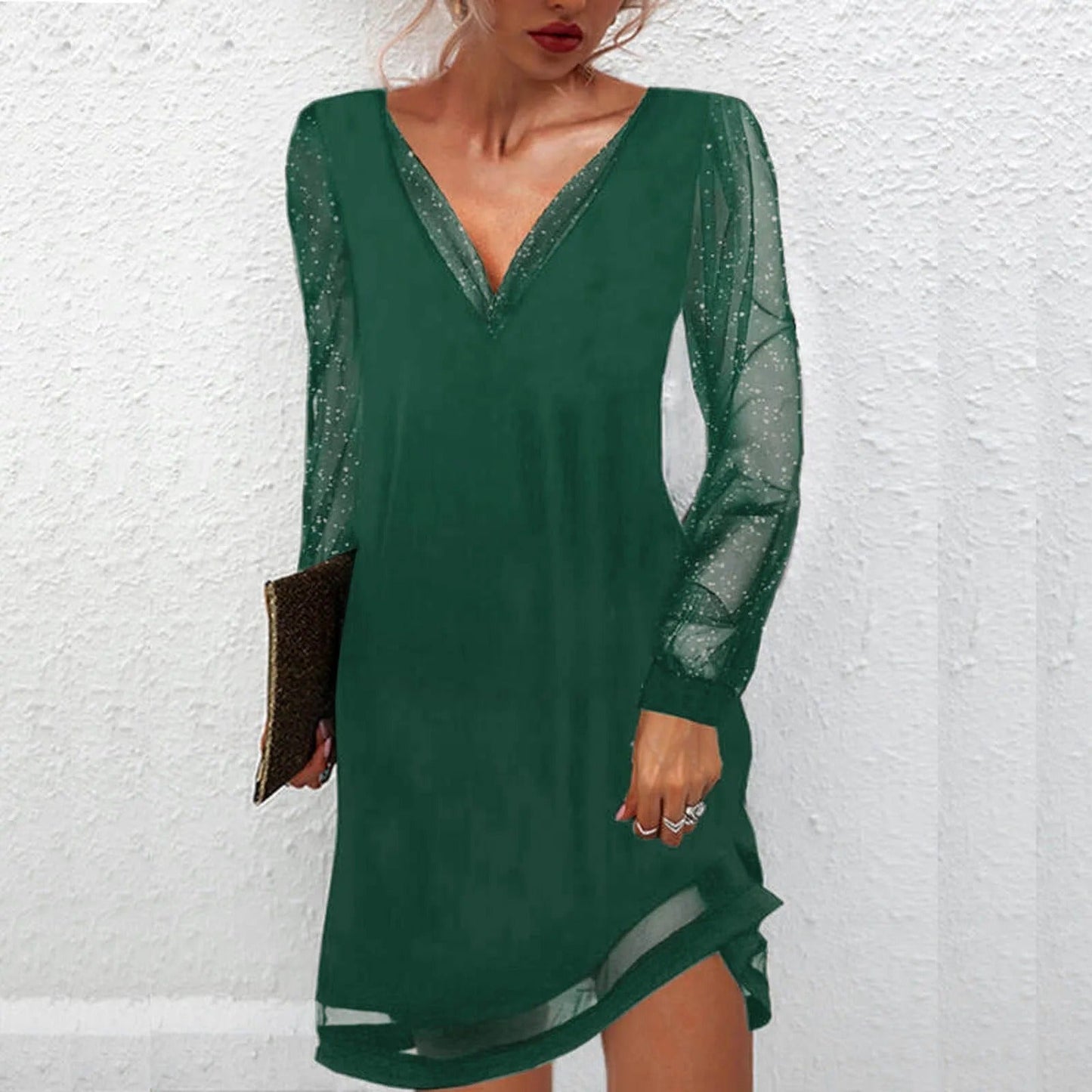 Levoire | Robe De Soiree Classique Avec Col En V Et Allure Luxueuse Vert