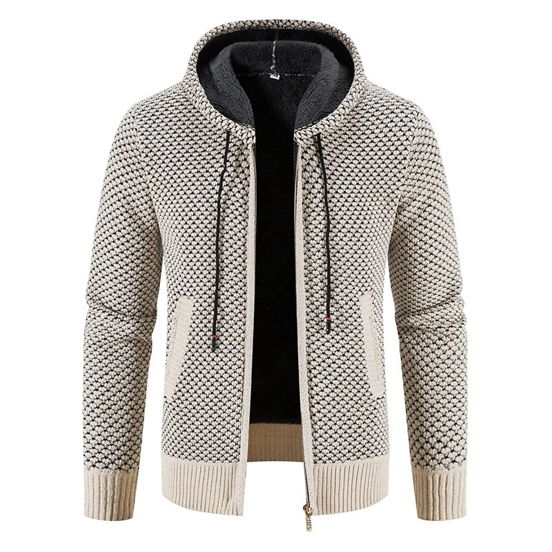 Levoire | Veste En Tricot Élégante Avec Capuche Et Doublure En Polaire Pour Hommes