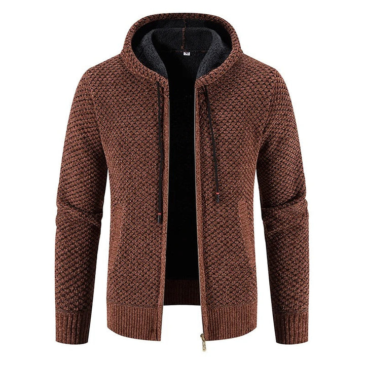 Levoire | Veste En Tricot Élégante Avec Capuche Et Doublure En Polaire Pour Hommes Caramel