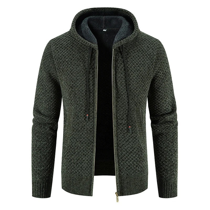 Levoire | Veste En Tricot Élégante Avec Capuche Et Doublure En Polaire Pour Hommes Vert