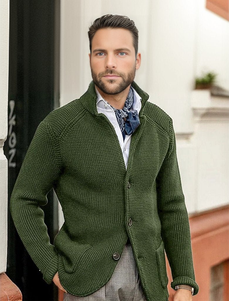 Levoire | Veste En Tricot De Luxe Classique Pour Hommes Vert olive