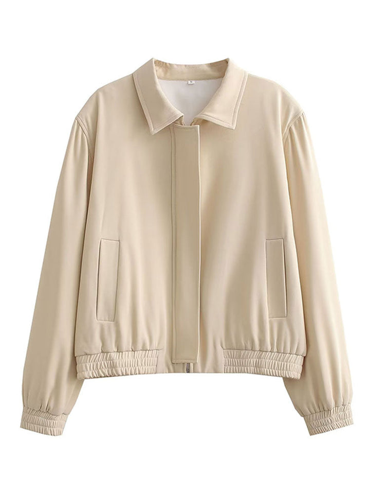 Levoire | Veste De Transition Tendance Décontractée Grande Taille Avec Col Pour Femmes Abricot