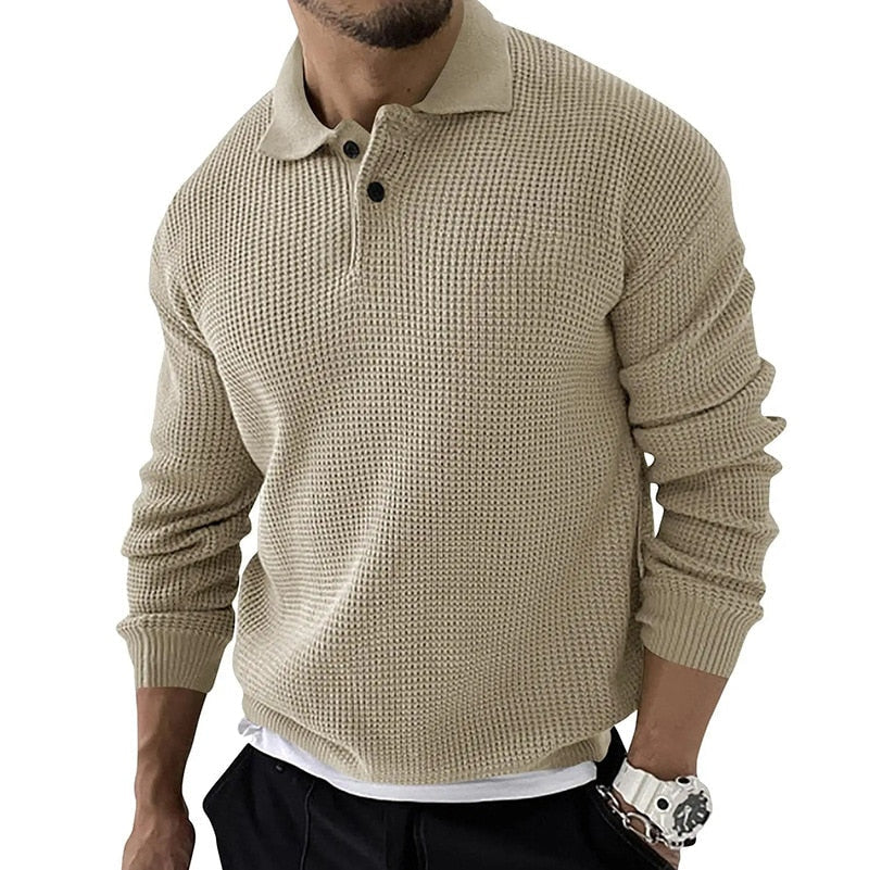 Levoire | Luxury Premium Chemise Polo À Manches Longues Pour Hommes Beige