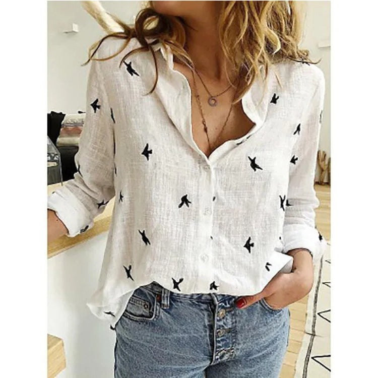 Levoire | Chemisier En Coton Élégant Avec Fermeture À Boutons Pour Femmes Blanc-Noir