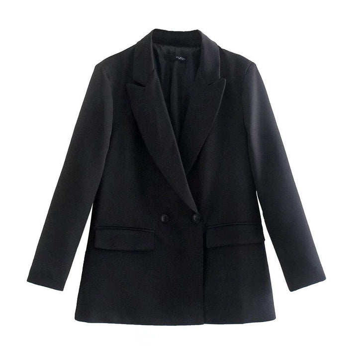 Levoire | Blazer Long Trendy Confortable Pour L'Automne Noir