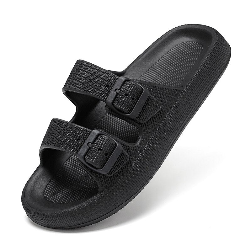 Levoire | Chaussons Confortables Avec Des Sangles Ajustables Pour Femmes Et Hommes Noir