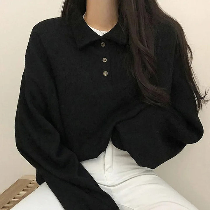 Levoire | Polo En Tricot Élégant, Tendance, Grande Taille Pour Femmes Noir