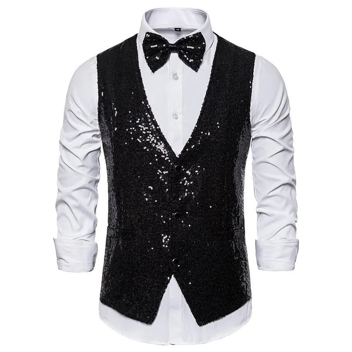 Levoire | Gilet À Paillettes Pour Hommes Pour Les Fêtes Noir
