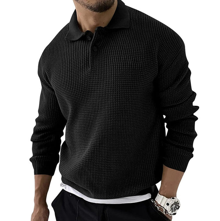 Levoire | Luxury Premium Chemise Polo À Manches Longues Pour Hommes Noir