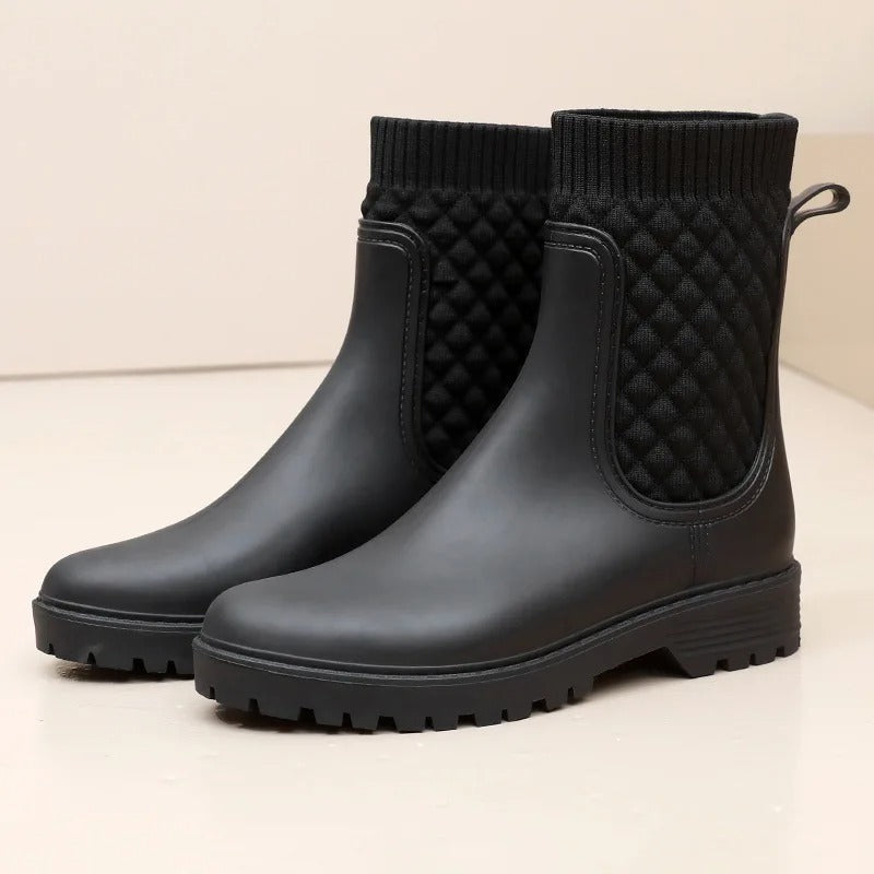 Levoire | Bottes En Caoutchouc Imperméables Luxueuses Et Confortables Pour Femmes Tricot noir