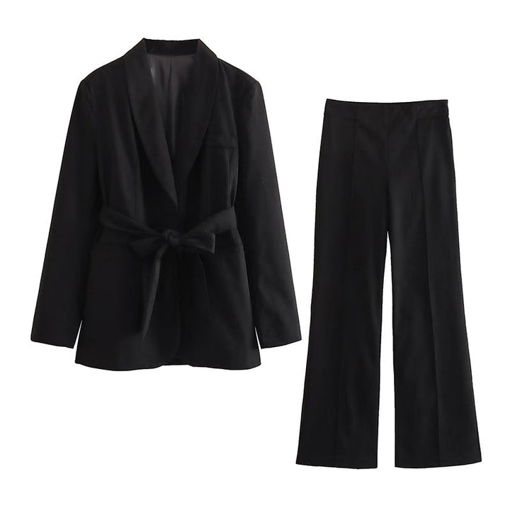 Levoire | Blazer Élegant Avec Ceinture Et Pantalon Assorti Noir