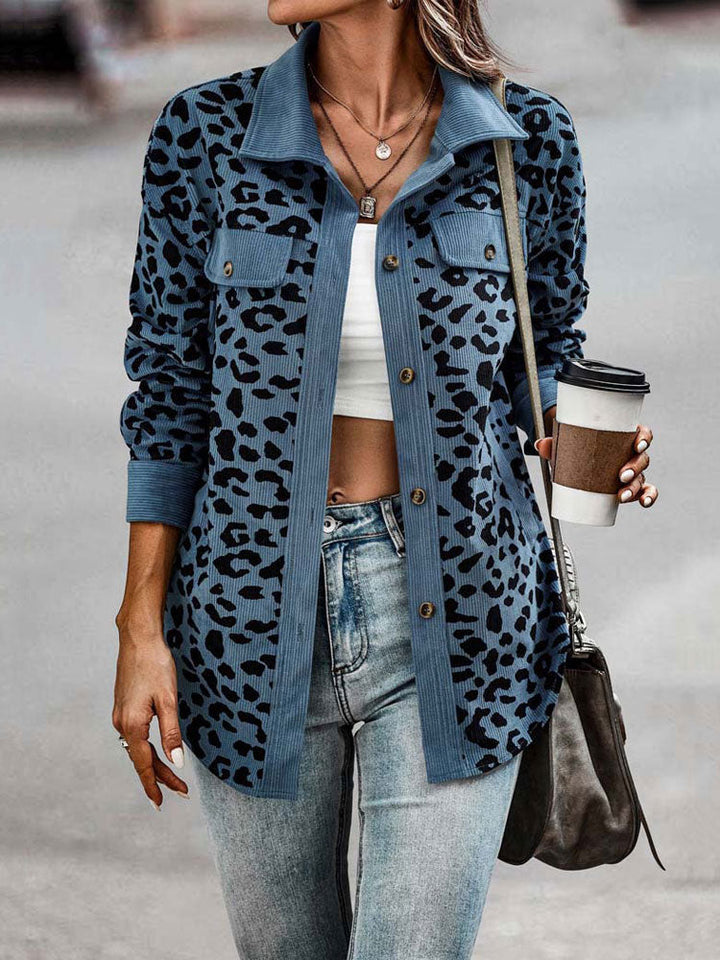 Levoire | Veste De Transition Tendance Avec Motif Léopard Bleu