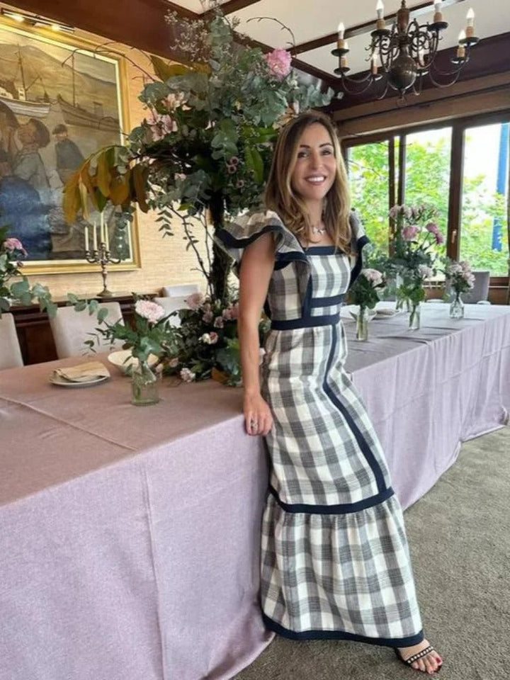 Levoire | Robe Midi Carre Stylée Avec Taille Haute, Décolleté Carré Et Manches Bouffantes Vert