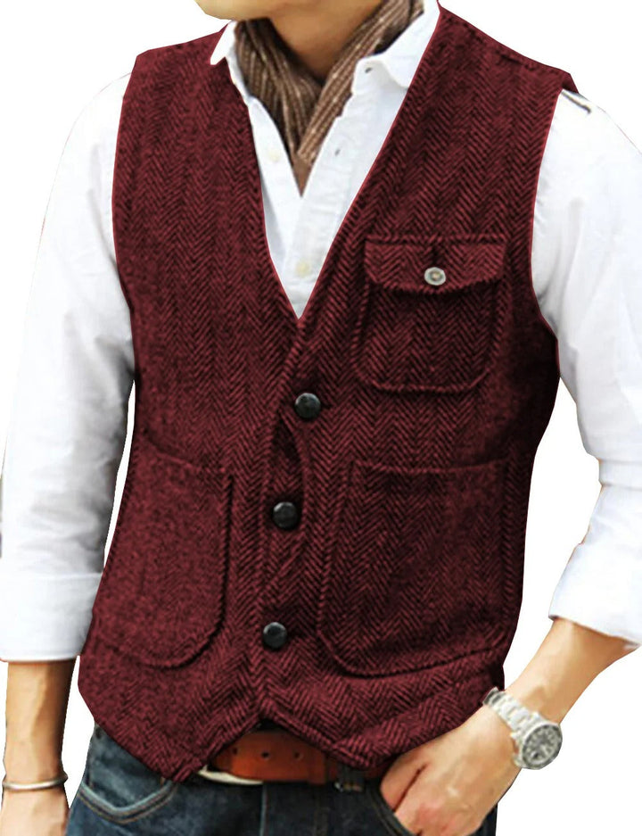 Levoire | Gilet Sans Manches Élégant En Tweed Pour Homme
