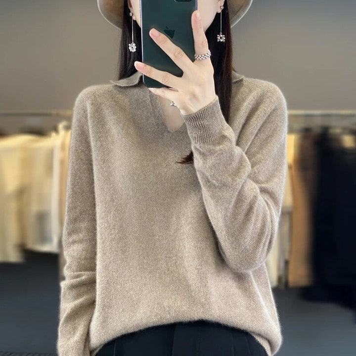 Levoire | Doux Pull Femme, Décolleté En V Avec Col Chameau