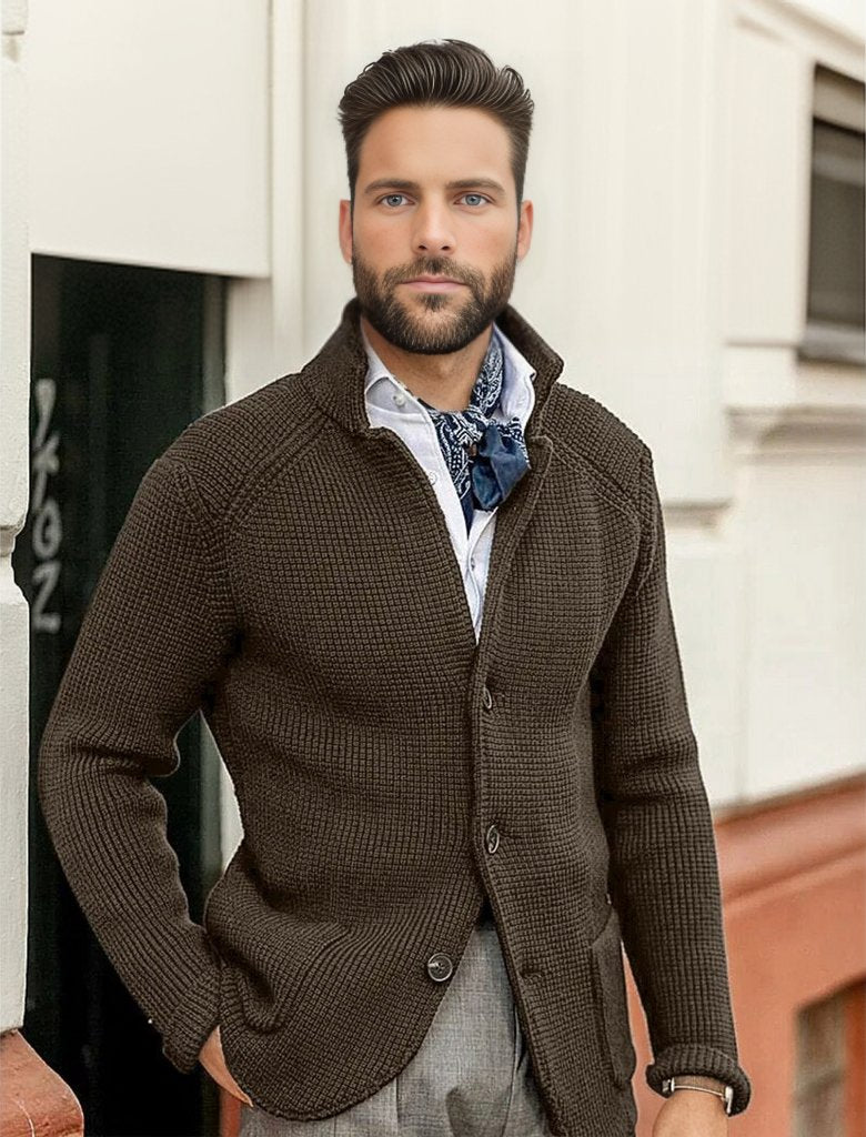 Levoire | Veste En Tricot De Luxe Classique Pour Hommes Café