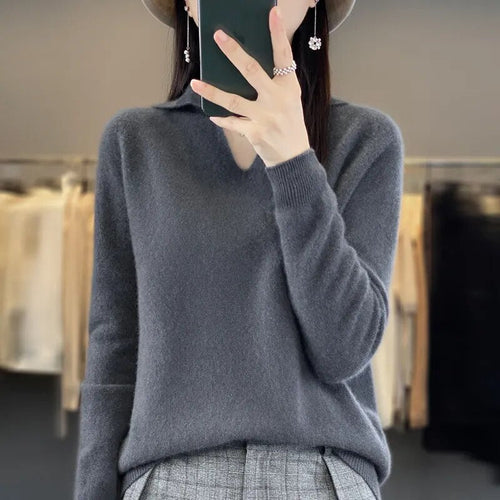 Levoire | Doux Pull Femme, Décolleté En V Avec Col