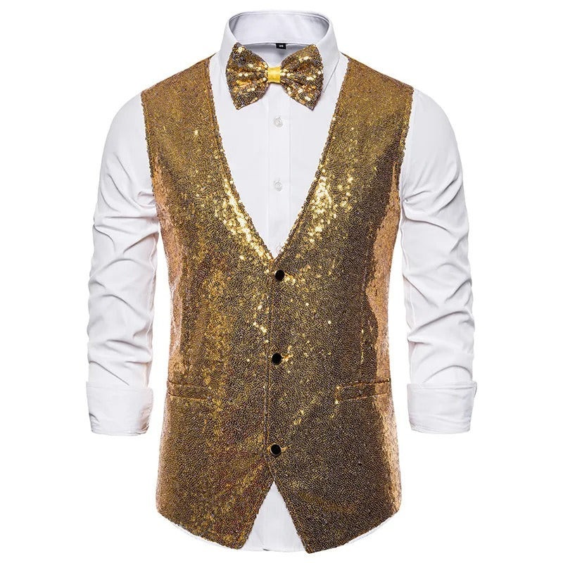 Levoire | Gilet À Paillettes Pour Hommes Pour Les Fêtes Or