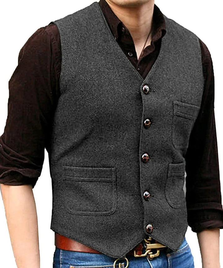 Levoire | Style Classique Élégant Gilet Sans Manches Vintage En Tweed Pour Hommes Gris
