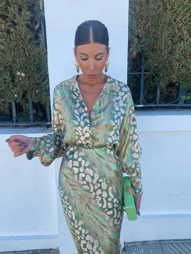 Levoire | Robe Midi À Motif Luxueux Pour Femmes