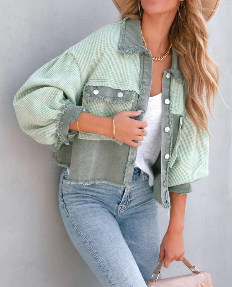 Levoire | Veste Moderne Pour Femmes En Velours Côtelé Dans Des Couleurs Pastel Vert