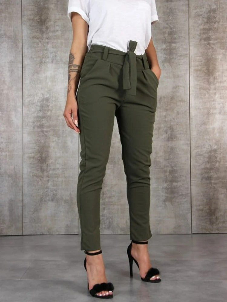 Levoire | Pantalon Taille Haute Élégant Pour Femmes Vert