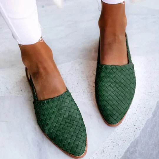 Levoire | Sandales En Tissu Tissé Faites Main Vert