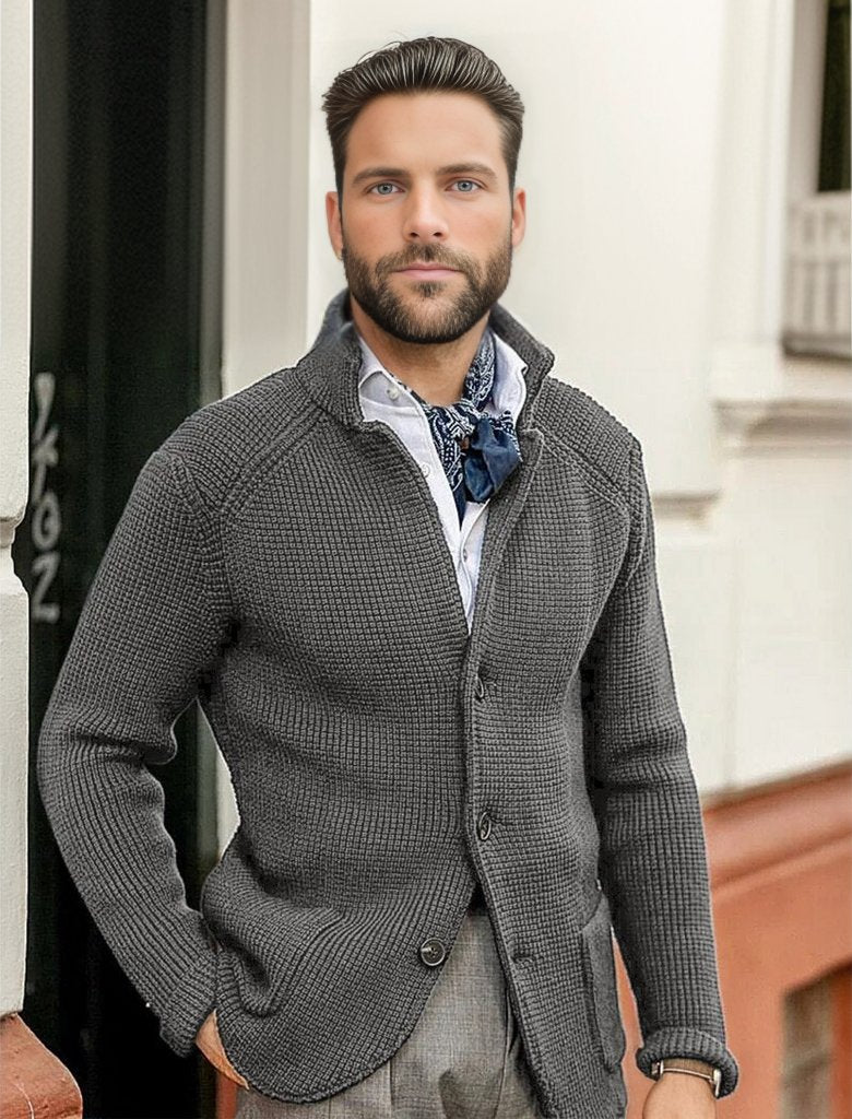 Levoire | Veste En Tricot De Luxe Classique Pour Hommes Gris