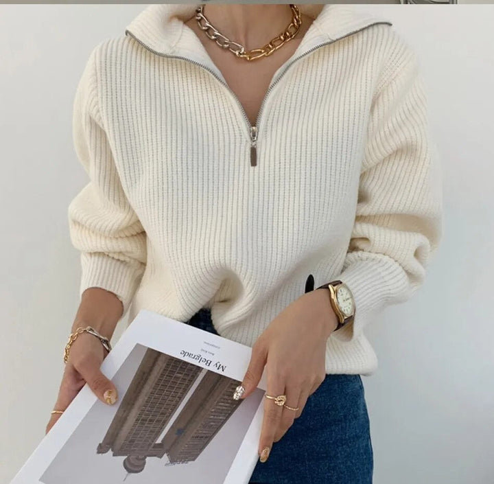 Levoire | Pull, Avec Une Fermeture Éclair Mi-Longue une taille Éléphantin