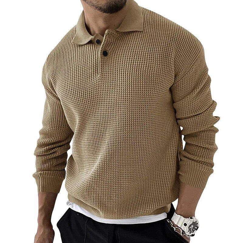 Levoire | Luxury Premium Chemise Polo À Manches Longues Pour Hommes Khaki