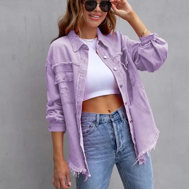 Levoire | Taille Plus Veste En Denim Karmin Lavande