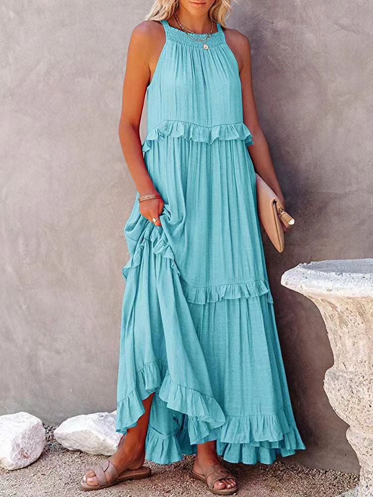 Levoire | Robe Longue Feminine Avec Une Silhouette Elegante Bleu clair
