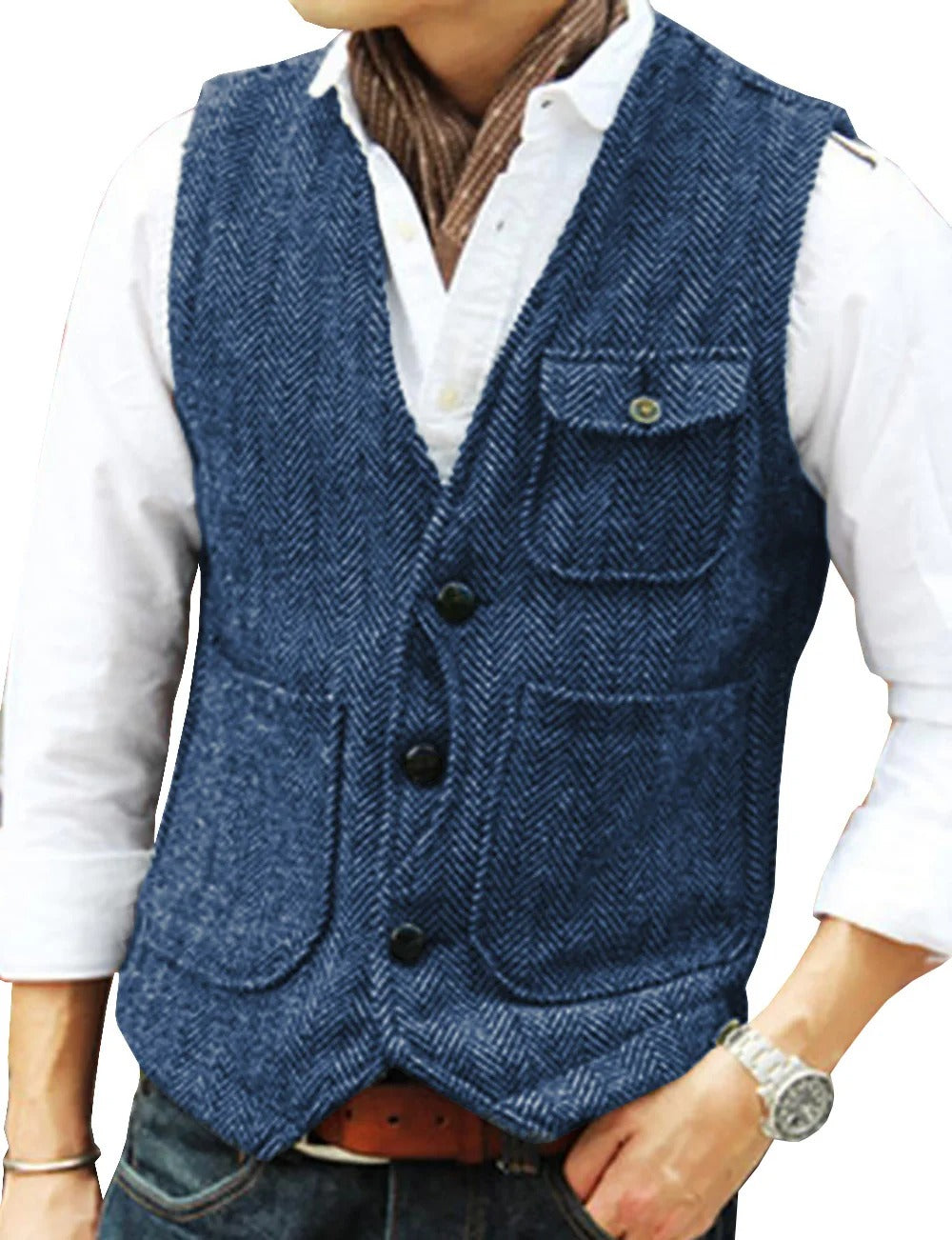 Levoire | Gilet Sans Manches Élégant En Tweed Pour Homme