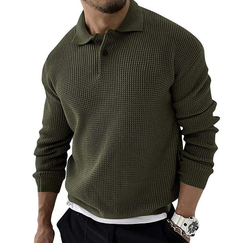 Levoire | Luxury Premium Chemise Polo À Manches Longues Pour Hommes Vert armée
