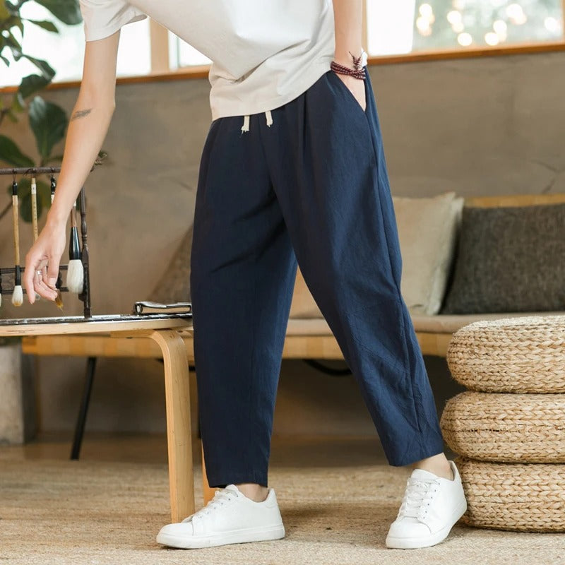 Levoire | Pantalons En Lin D'Été Bleu marine