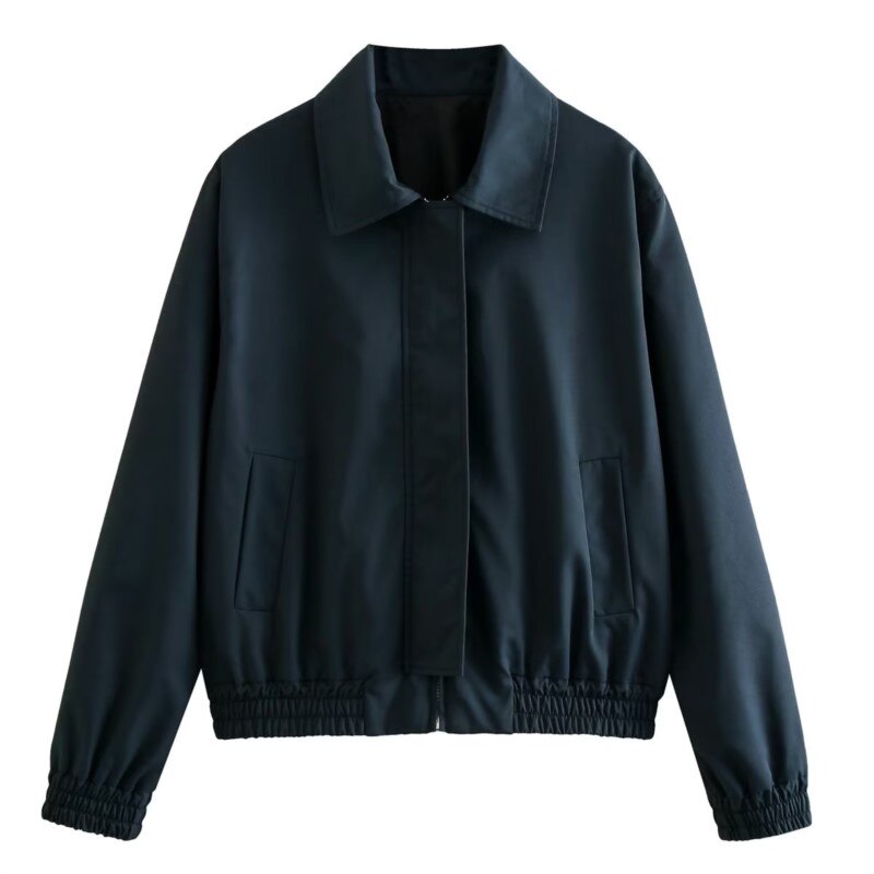 Levoire | Veste De Transition Tendance Décontractée Grande Taille Avec Col Pour Femmes Marine bleu