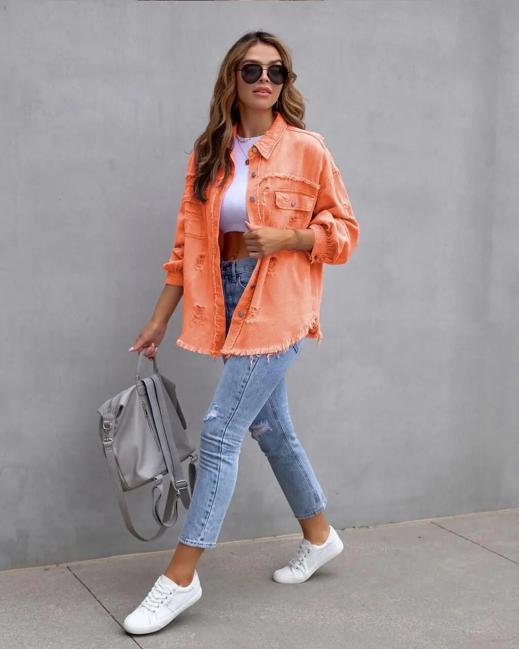 Levoire | Taille Plus Veste En Denim Karmin Orange