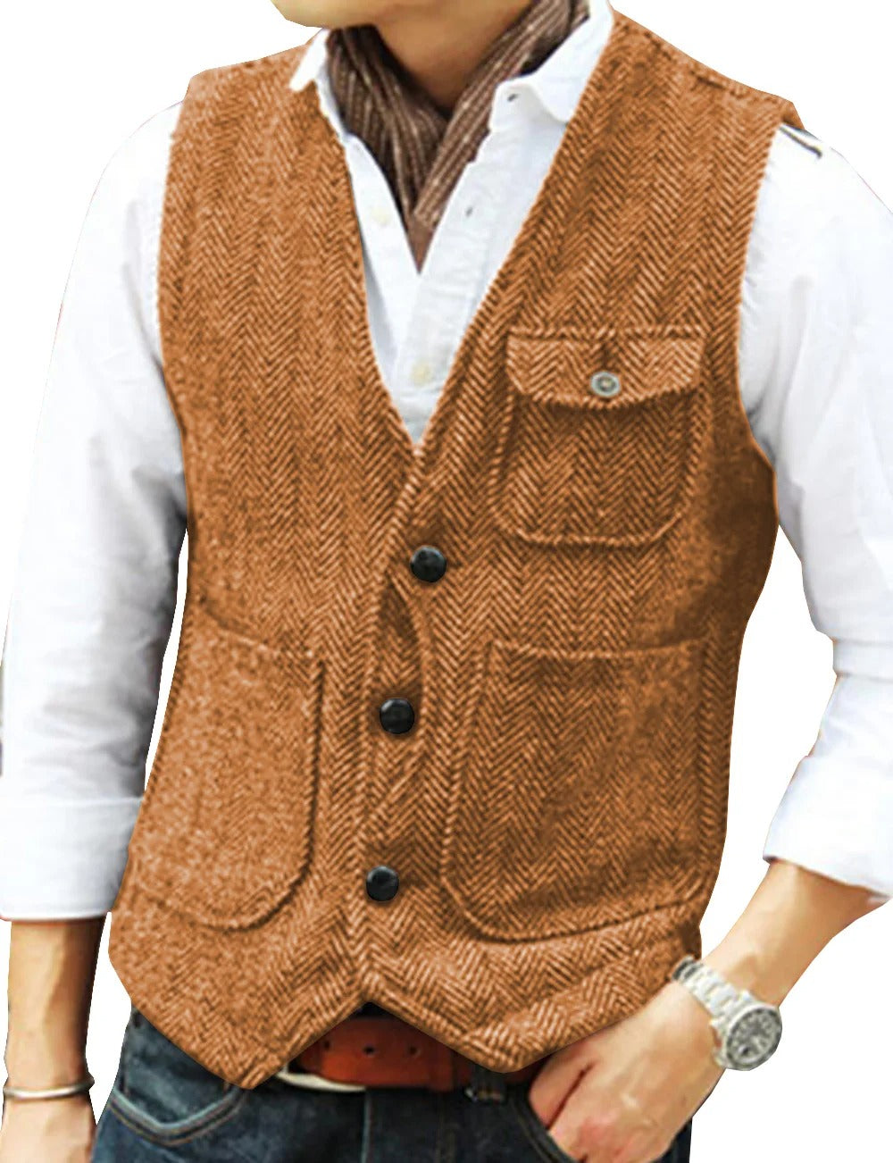 Levoire | Gilet Sans Manches Élégant En Tweed Pour Homme