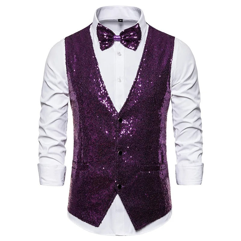 Levoire | Gilet À Paillettes Pour Hommes Pour Les Fêtes Lilas