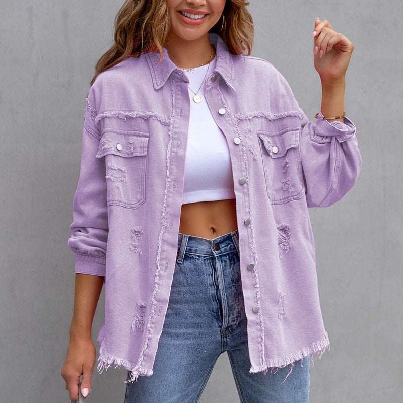 Levoire | Blouse En Denim Moderne Pour Femmes Lila