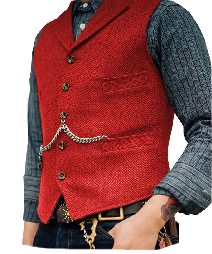 Levoire | Style Western Élégant Gilet Sans Manches En Tweed Pour Hommes Avec Design De Chaînes