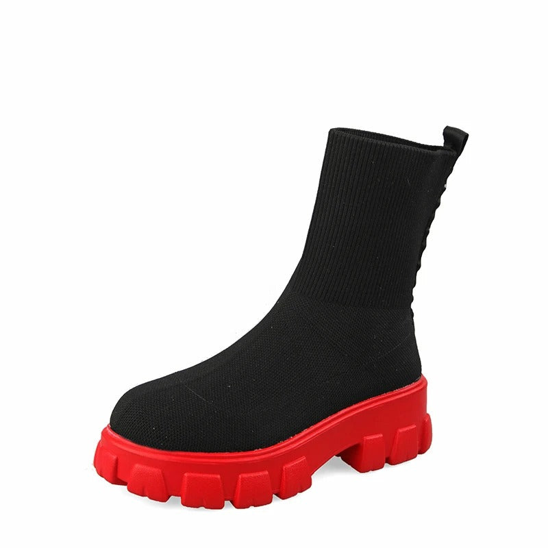 Levoire | Bottes Tricotées Confortables À Semelle Épaisse Pour Femmes Rot