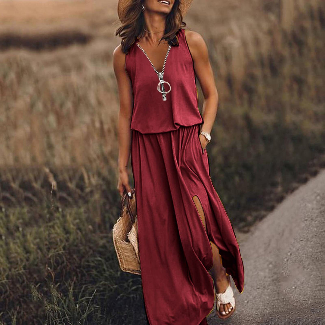 Levoire | Robe avec fermeture éclair et fente Rouge